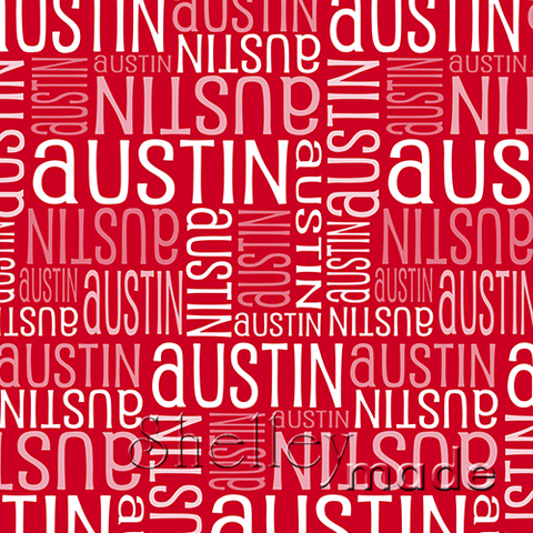 ShelleyMade Personalised Name Design Fabric Christmas Nested Red