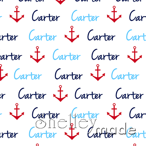 ShelleyMade Personalised Name Design Fabric Horizontal Image - Anchor