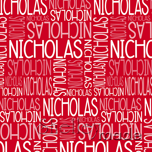ShelleyMade Personalised Name Design Fabric Christmas Nested Red