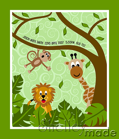 Birth Record Panel - Jungle Animal
