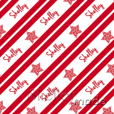 ShelleyMade Personalised Name Design Fabric Christmas Stripe - Star Swirl