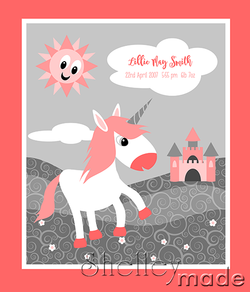 Birth Record Panel - Fairytale Unicorn