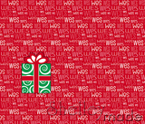 Christmas Santa Sack Panel - Typographic Red