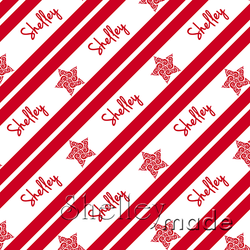 ShelleyMade Personalised Name Design Fabric Christmas Stripe - Star Swirl